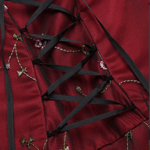 Retro Stage Goth Red & Black Net dress S/M - Picture 6 of 6